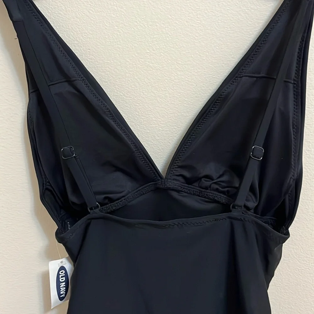 NWT Old Navy one piece swim suit XS black neutral swimwear beachwear pool resort
